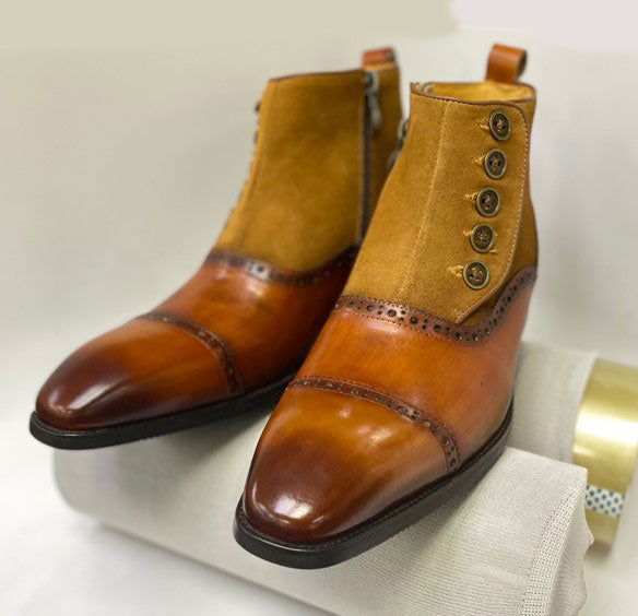 C&E Shoes Leather & Suede Boot - Whiskey