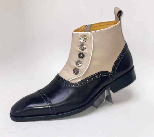 C&E Shoes Leather & Suede Boot - Black/Bone