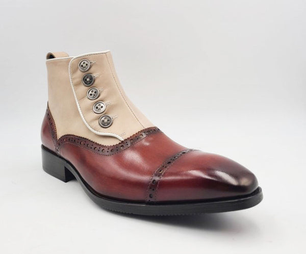 C&E Shoes Leather & Suede Boot - Whiskey/Bone