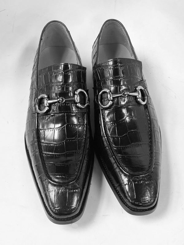 Maurice Crocodile Calfskin Loafer - Black