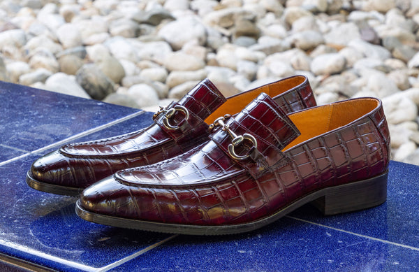 Maurice Crocodile Calfskin Loafer - Burgundy