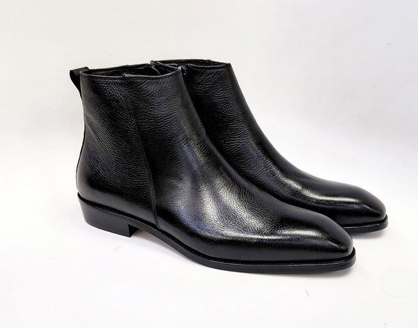Maurice Pebbled Leather Boot - Black