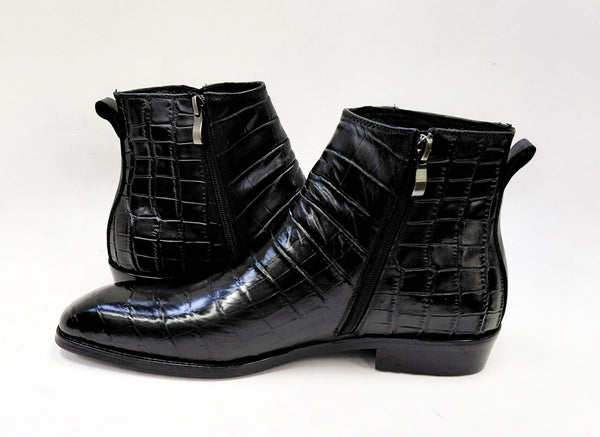 Maurice Croco Embossed Boot - Black