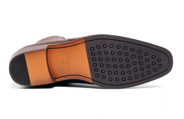 Maurice Pebbled Leather Boot - Brown