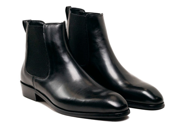Maurice Leather Slip On Boot - Black
