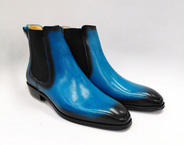 Maurice Leather Slip On Boot - Blue