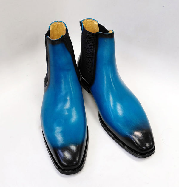 Maurice Leather Slip On Boot - Blue