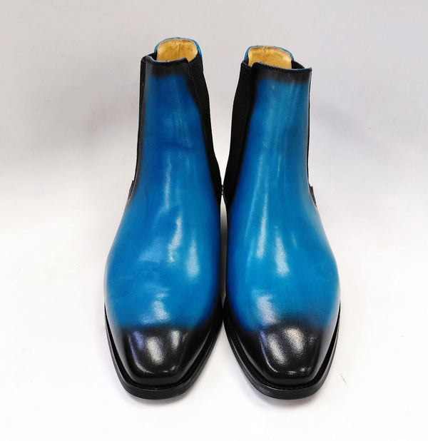 Maurice Leather Slip On Boot - Blue