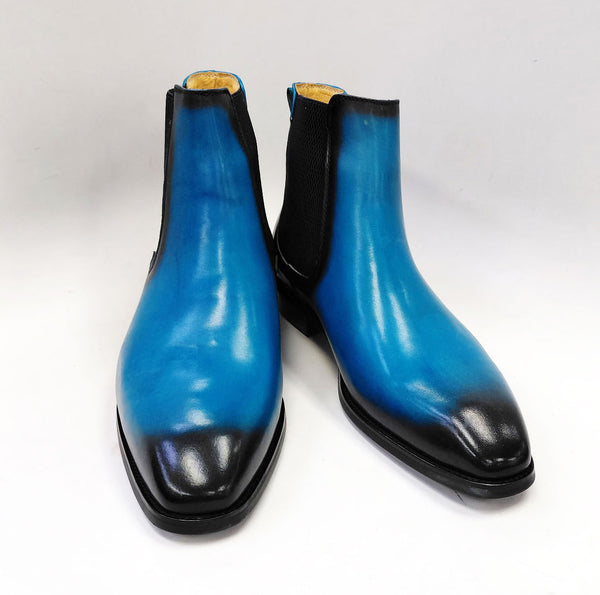 Maurice Leather Slip On Boot - Blue