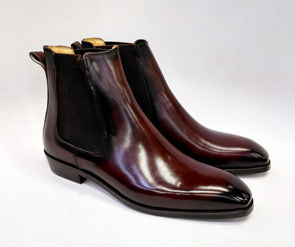 Maurice Leather Slip On Boot - Burgundy