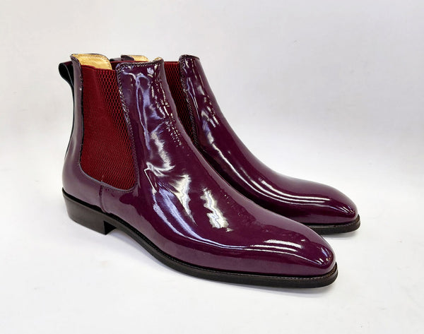 Maurice Patent Leather Slip On Boot - Grape