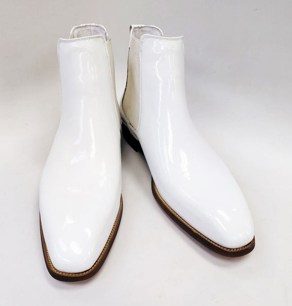 Maurice Patent Leather Slip On Boot - White
