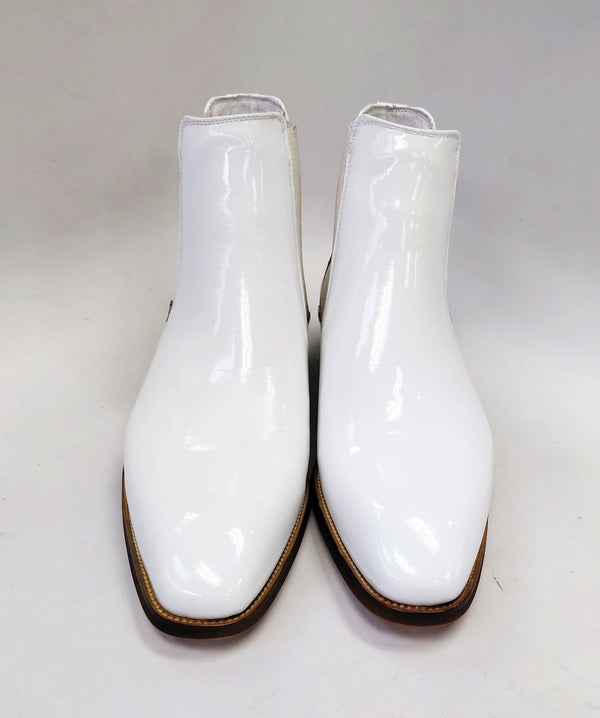Maurice Patent Leather Slip On Boot - White