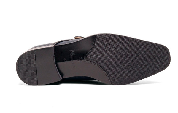 Carrucci Leather Monkstrap - Navy