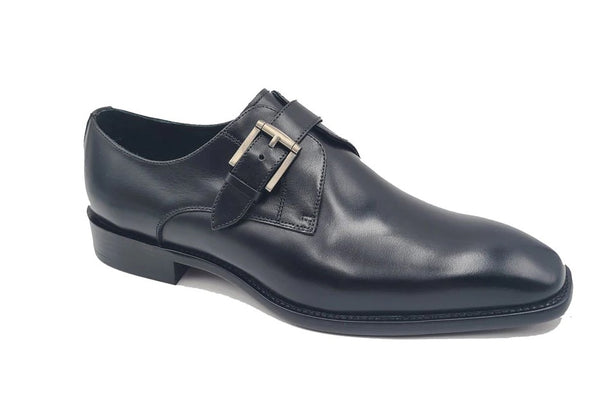 Carrucci Leather Monkstrap - Black