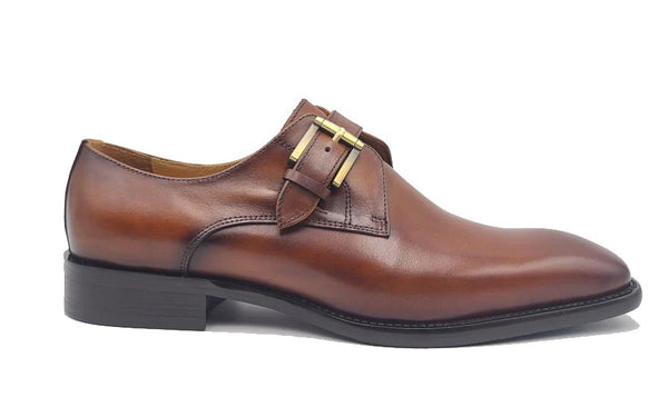 Carrucci Leather Monkstrap - Cognac