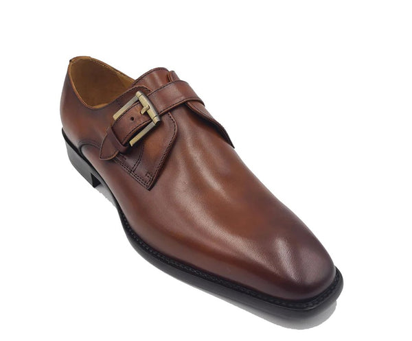 Carrucci Leather Monkstrap - Cognac