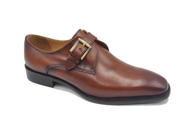 Carrucci Leather Monkstrap - Cognac