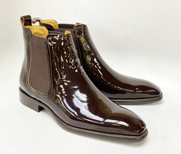 Maurice Patent Leather Chelsea Boot - Brown