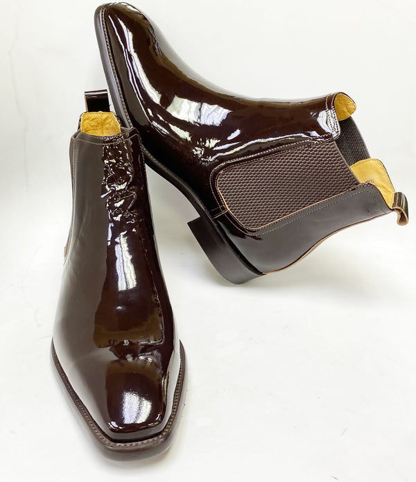 Maurice Patent Leather Chelsea Boot - Brown