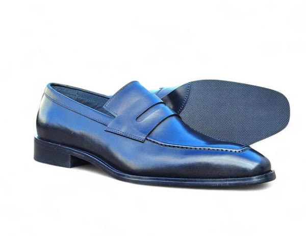 Carrucci Patina Calfskin Loafer - Black