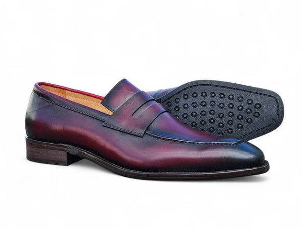 Carrucci Patina Calfskin Loafer - Burgundy