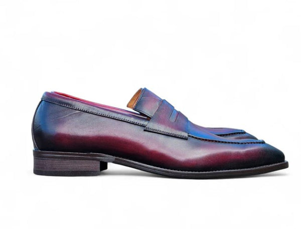 Carrucci Patina Calfskin Loafer - Burgundy