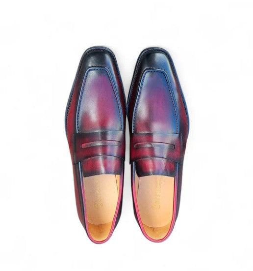Carrucci Patina Calfskin Loafer - Burgundy