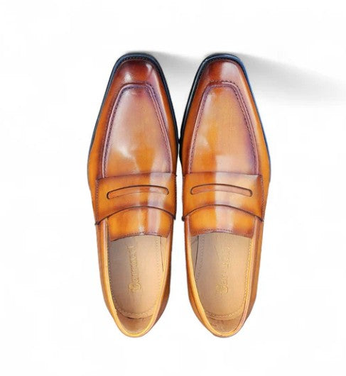Carrucci Patina Calfskin Loafer - Cognac