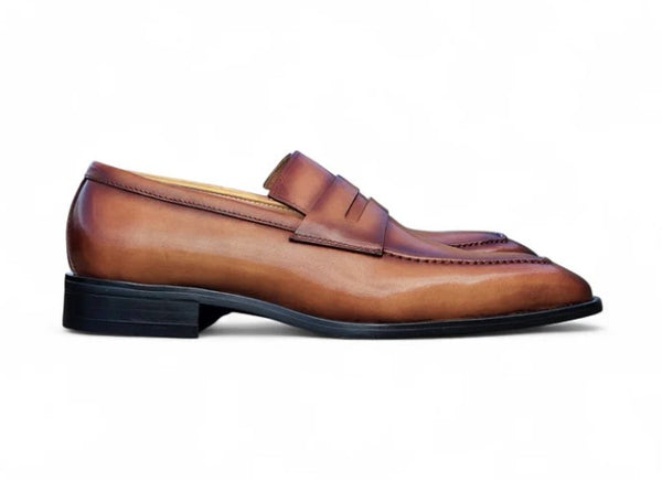 Carrucci Patina Calfskin Loafer - Cognac