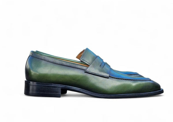 Carrucci Patina Calfskin Loafer - Green