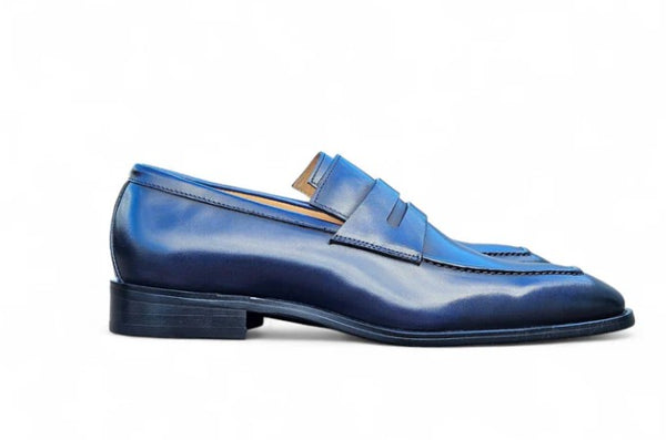 Carrucci Patina Calfskin Loafer - Navy
