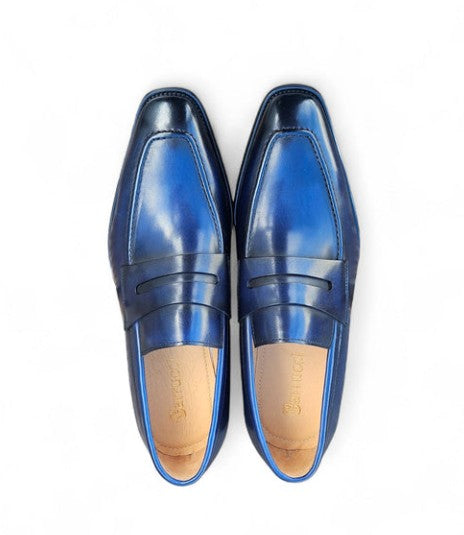 Carrucci Patina Calfskin Loafer - Navy