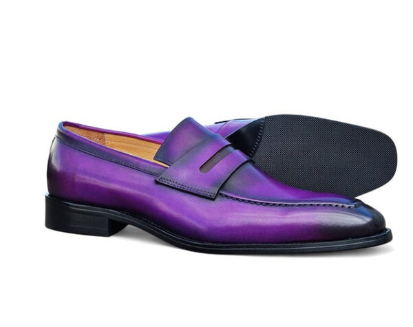 Carrucci Patina Calfskin Loafer - Purple