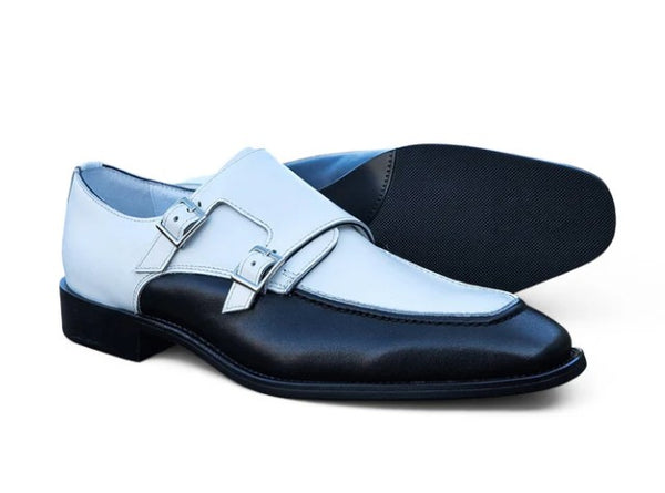 Maurice Leather Monkstrap Shoe - Black/White