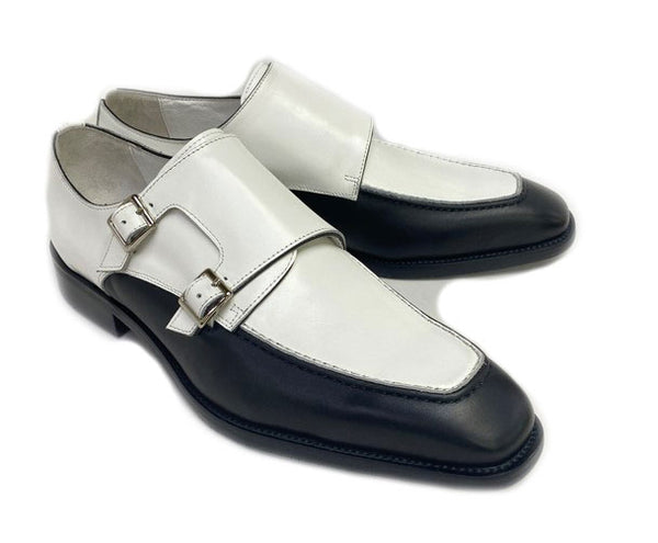 Maurice Leather Monkstrap Shoe - Black/White