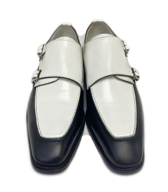 Maurice Leather Monkstrap Shoe - Black/White
