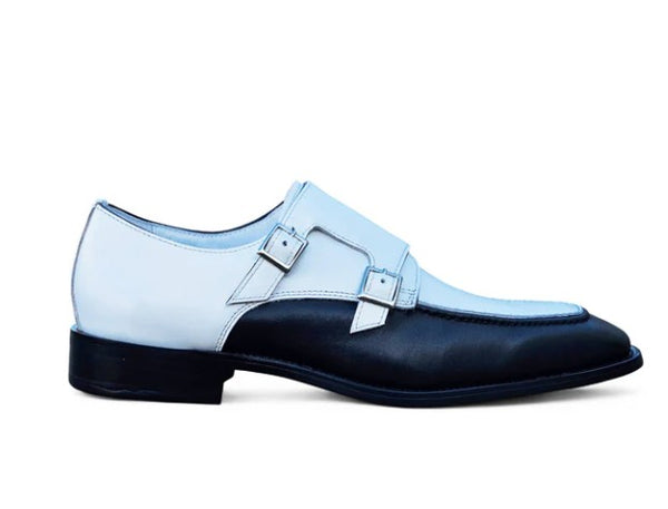 Maurice Leather Monkstrap Shoe - Black/White