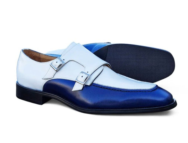 Maurice Leather Monkstrap Shoe - Blue/White