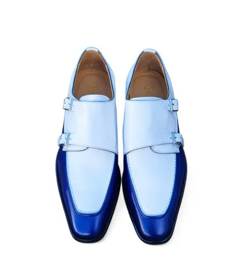 Maurice Leather Monkstrap Shoe - Blue/White