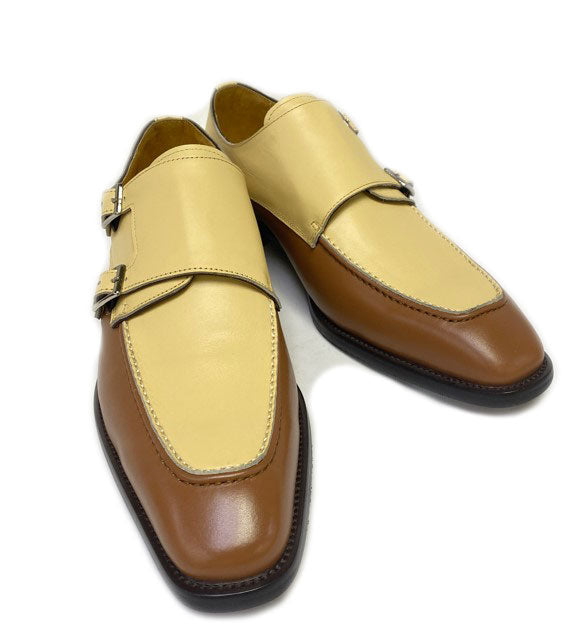 Maurice Leather Monkstrap Shoe - Tan/Bone