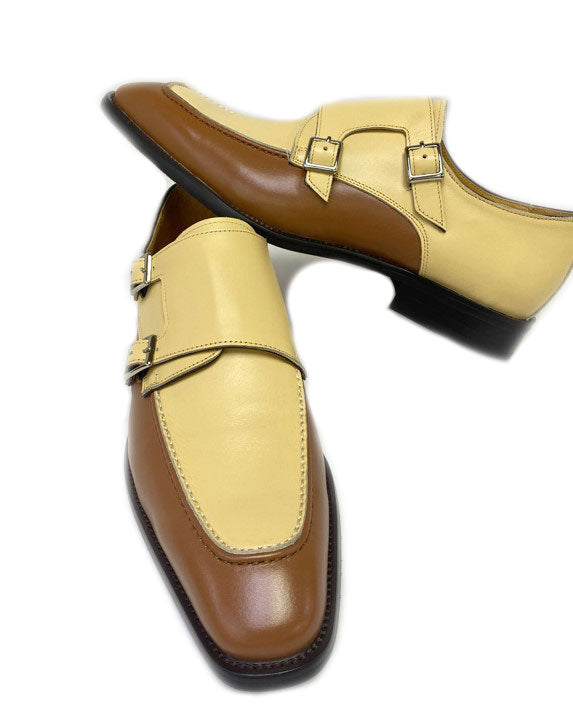 Maurice Leather Monkstrap Shoe - Tan/Bone