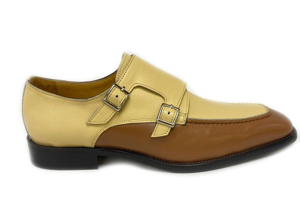 Maurice Leather Monkstrap Shoe - Tan/Bone