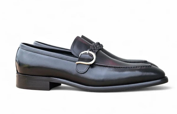 Carrucci Braided Leather Loafer - Black