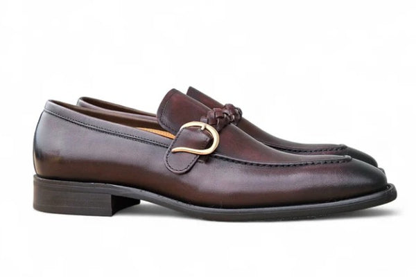 Carrucci Braided Leather Loafer - Brown