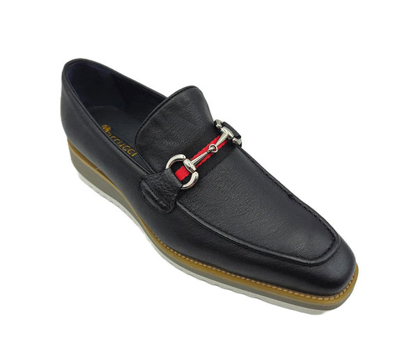 C&E Shoes Calfskin Horsebit Loafer - Black