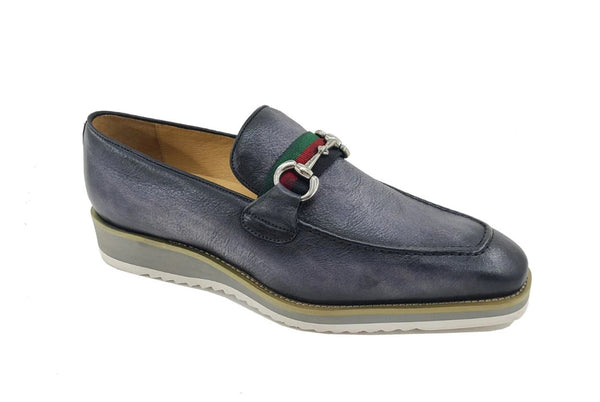 C&E Shoes Calfskin Horsebit Loafer - Grey