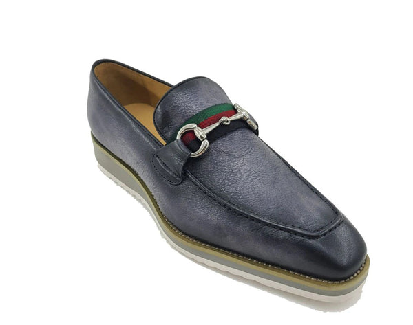C&E Shoes Calfskin Horsebit Loafer - Grey
