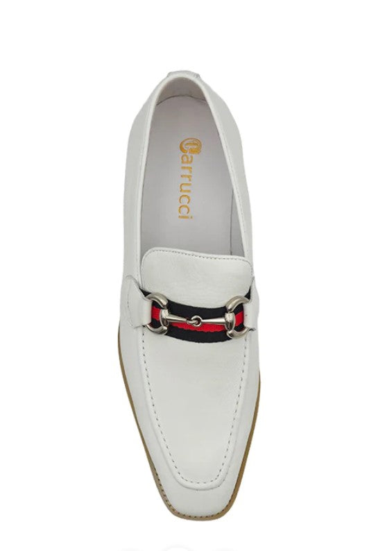 C&E Shoes Calfskin Horsebit Loafer - White