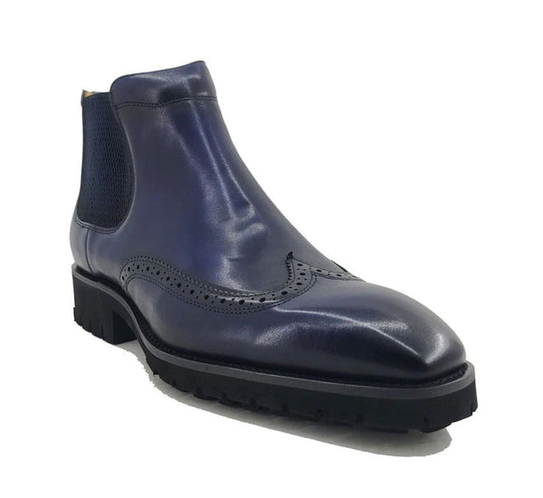 C&E Shoes Burnished Calfskin Chelsea Boot - Navy